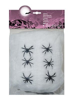 6 spinrag wit 100 gr. met 6 spinnen 7441