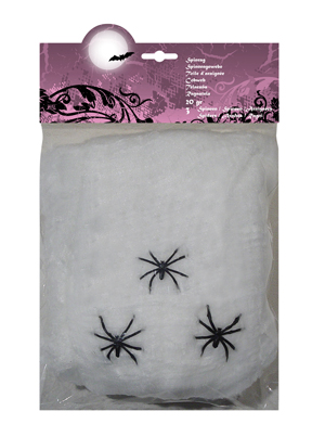 6 spinrag wit 20 gr. met 3 spinnen 74415