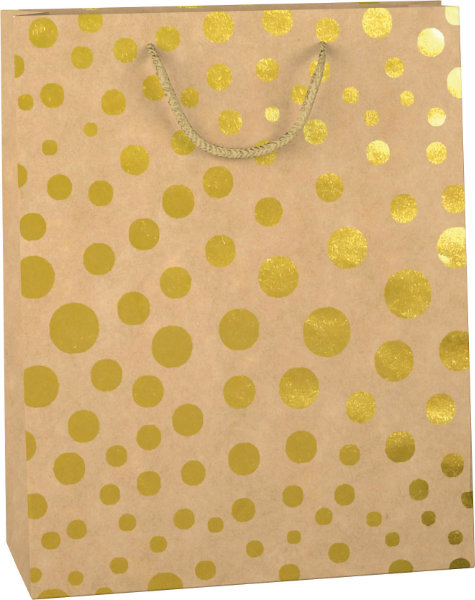 Papieren cadeautas L kraft hotstamp stip