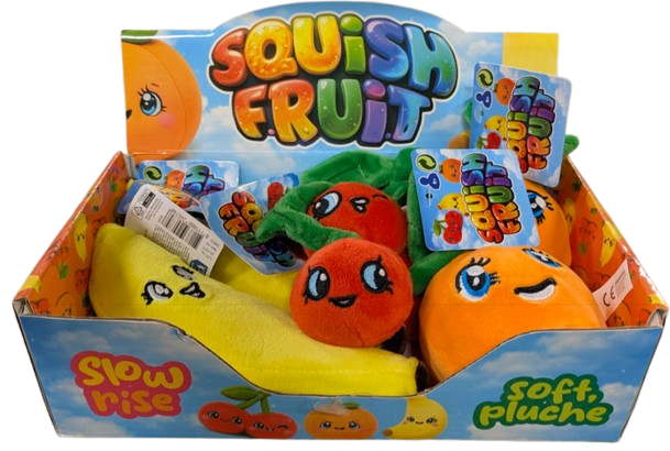 6 slow rise pluche fruit in displ. 24674