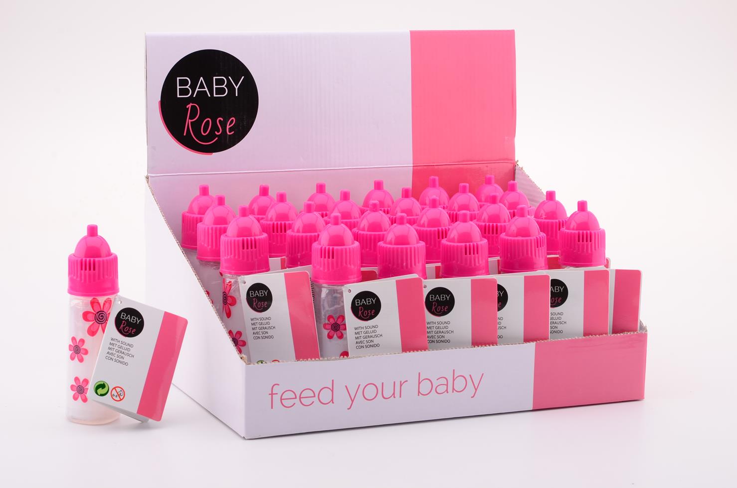 Baby rose zuigfles met geluid 27570