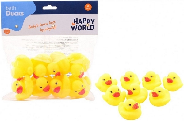Happy World 8 badeendjes in zak 22196