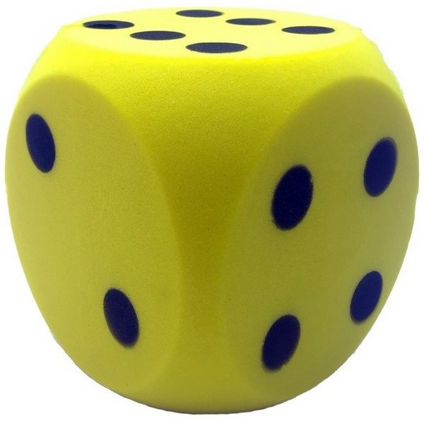 Foam dobbelsteen geel 16 cm