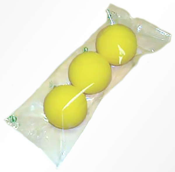 3 foam bal 70mm geel in verp.