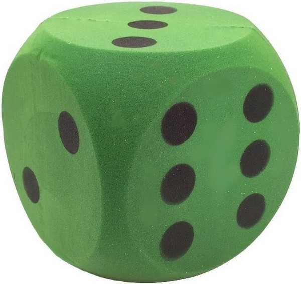 Foam dobbelsteen groen 16cm.