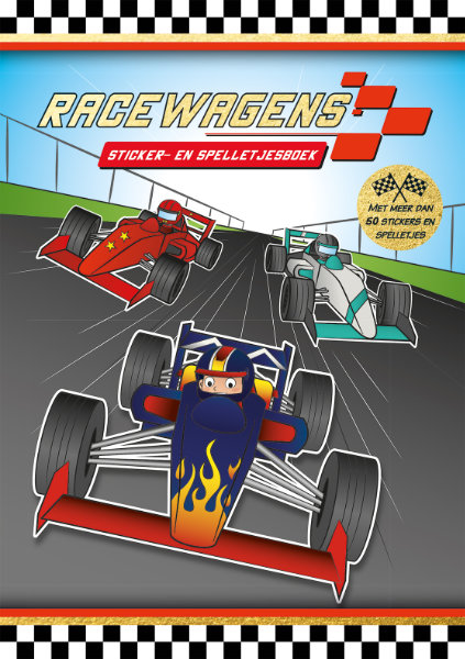 Racewagens-sticker- en spelletjsboek