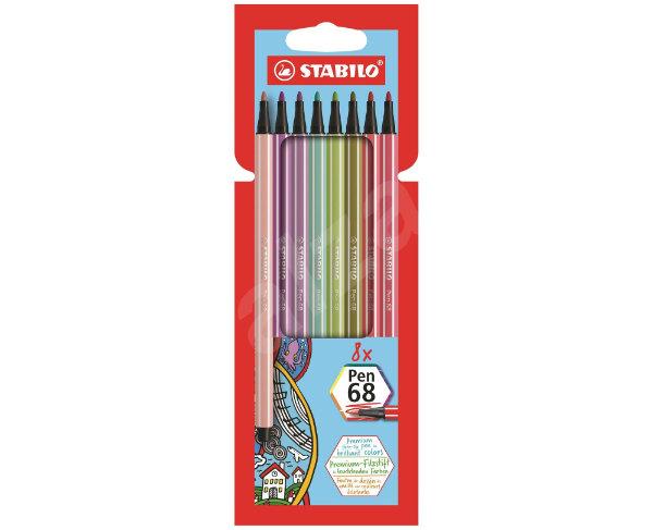 8 Stabilo pen 68 B.color in etui 68/8-02