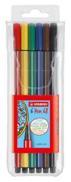 6 Stabilo pen 68 standaard kleuren