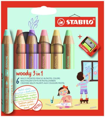 6 Stabilo woody 3 in 1 potlood 8806-3