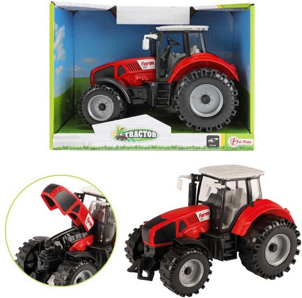 Tractor met frictie rood 20 cm 28510A