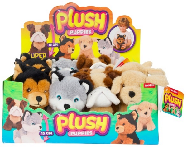 12 pluchen hond 15 cm in display 11114Z