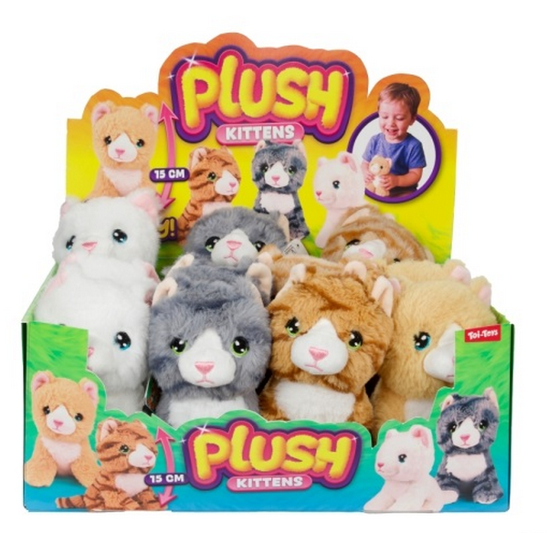 12 pluchen katten 15 cm in display 1115Z