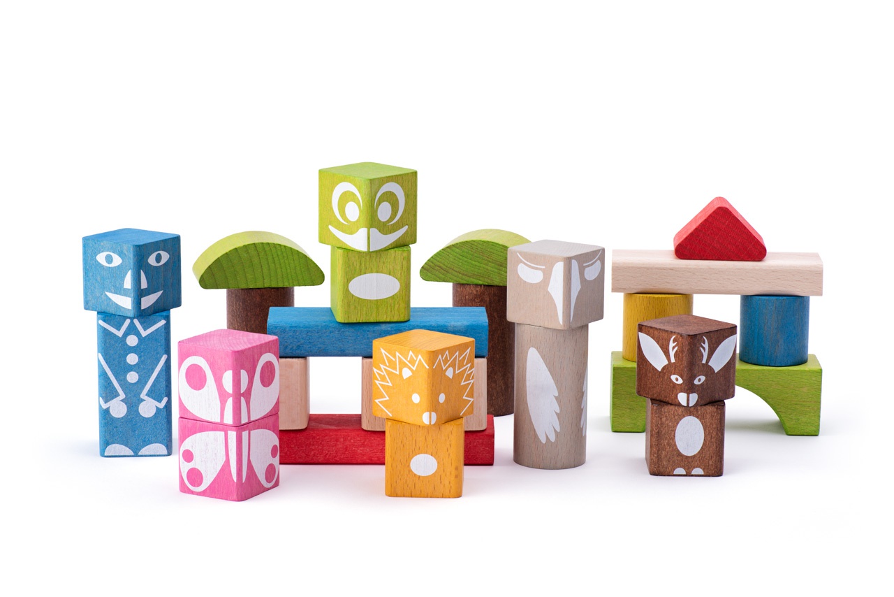 Woody 26 houten blokken met print 90912