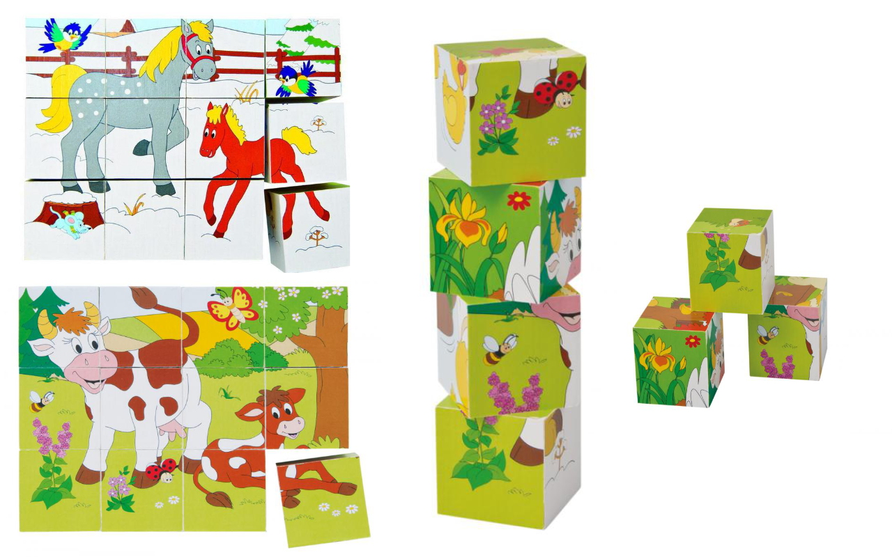 Woody blokkenpuzzel 3x4 dieren 90248
