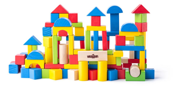 Woody 100 gekleurde blokken in ton 90909