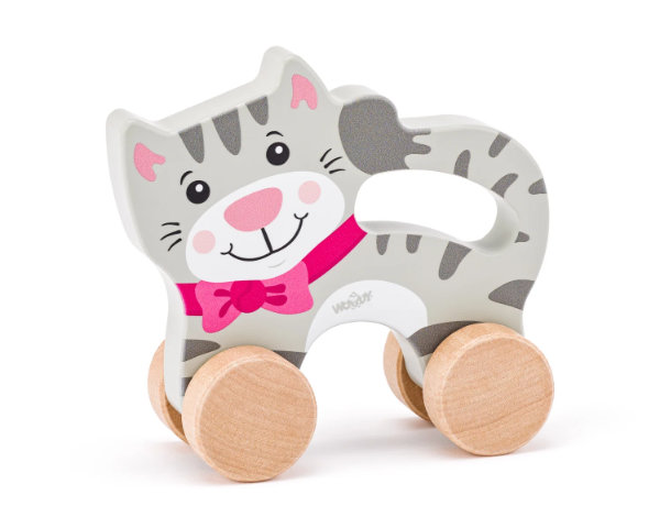 Woody kat op wielen met handvat 91991