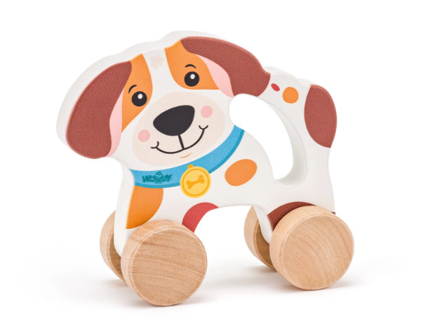 Woody hond op wielen met handvat 91992
