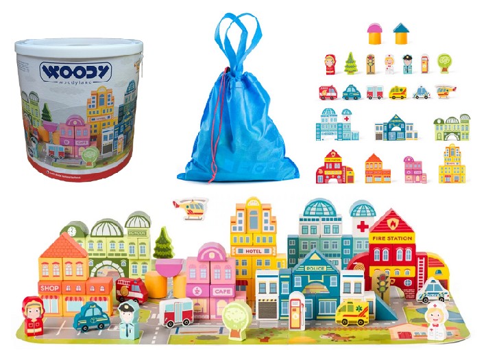 Woody Speelstad blokken etc.in ton 92140