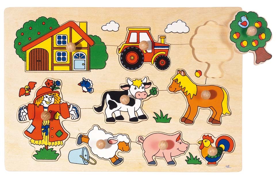 Houten Noppenpuzzel boerderij Goki